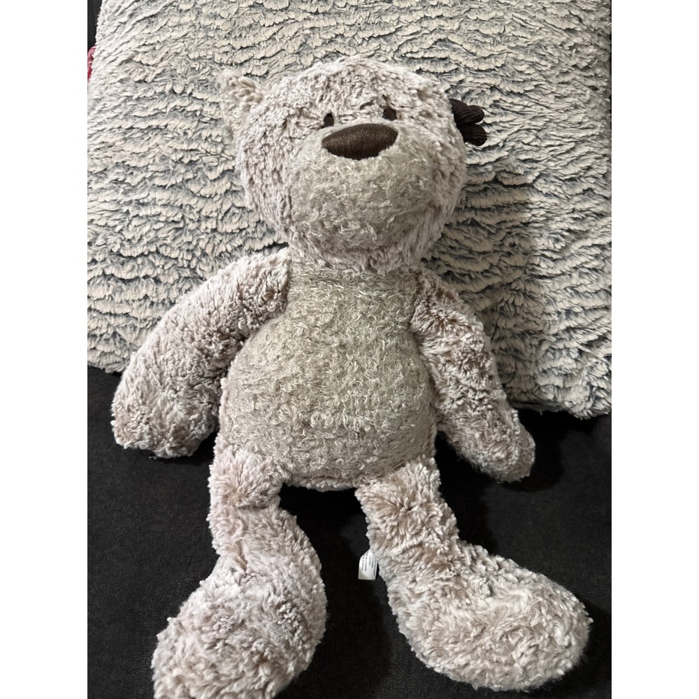 Demdaco Giving Bear Plush Stuffed Animal Taupe Brown Weighted Comfort Toy 16in